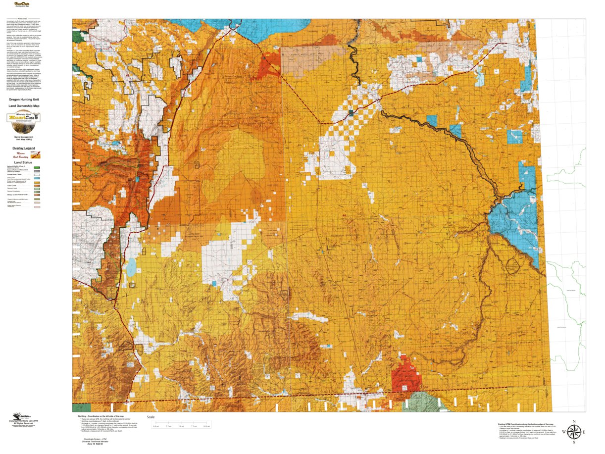 Oregon Hunting Unit 68 Whitehorse Land Ownership Map