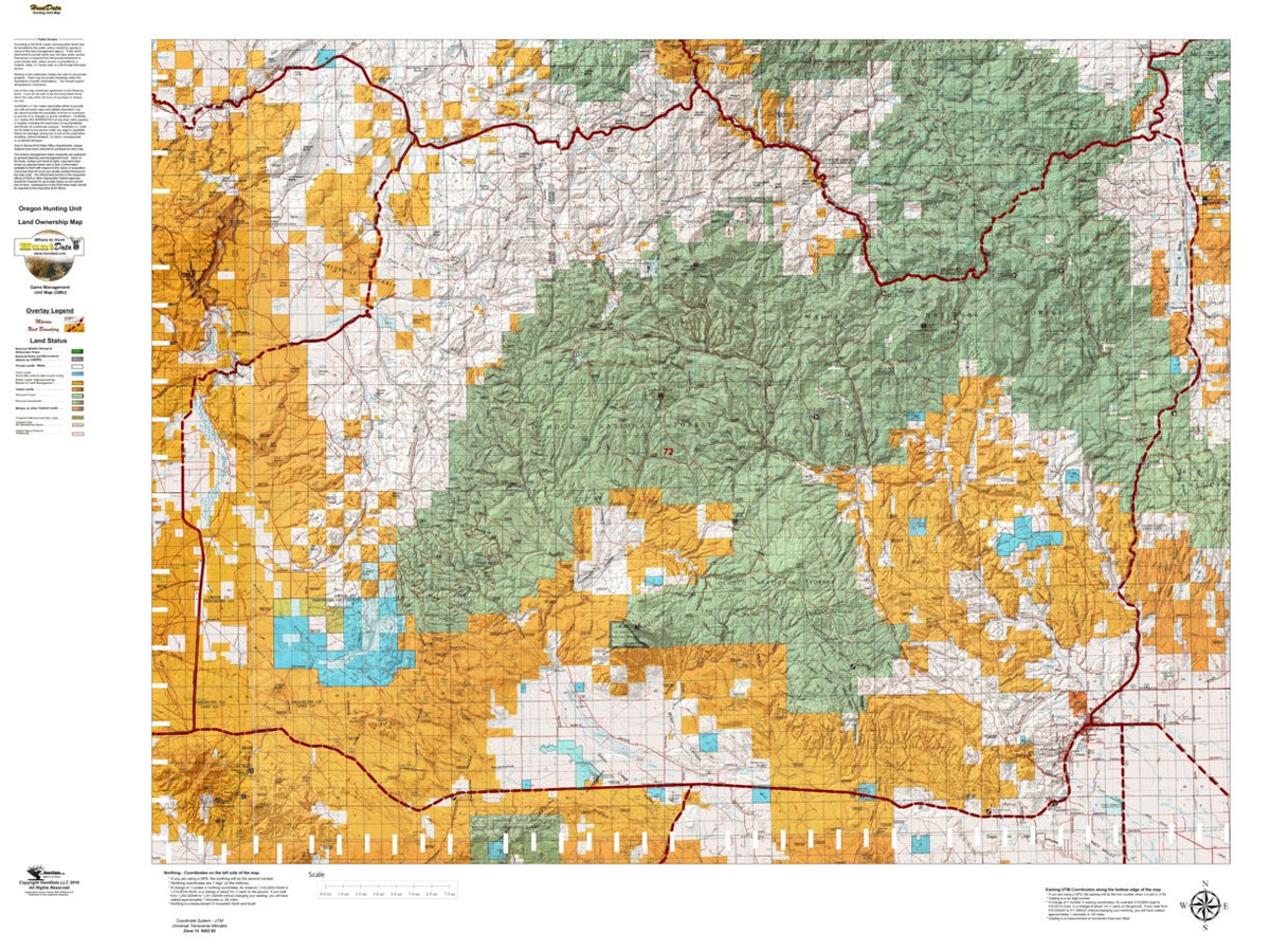 Oregon Hunting Unit 72, Silvies Land Ownership Map by HuntData LLC ...
