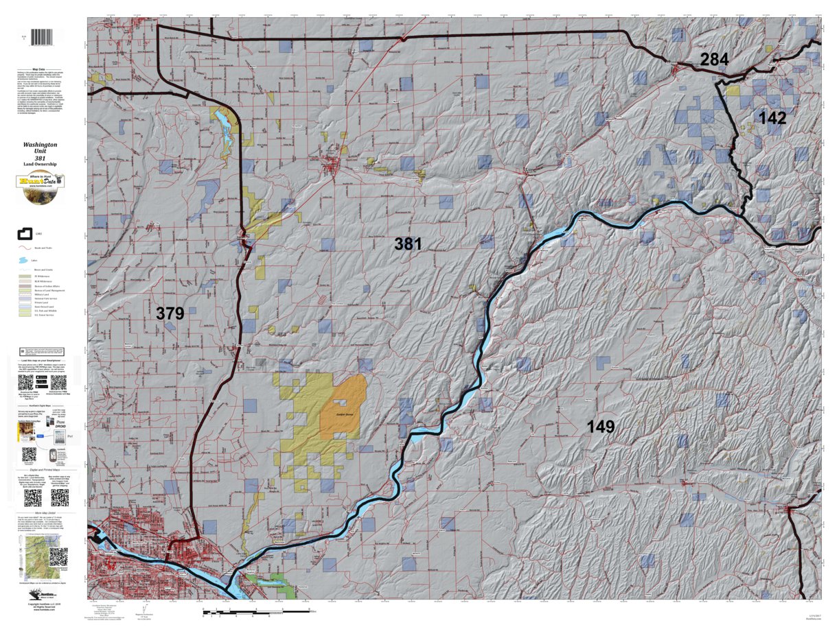 Washington Hunting Unit(s) 381 Landownership Map by HuntData LLC ...