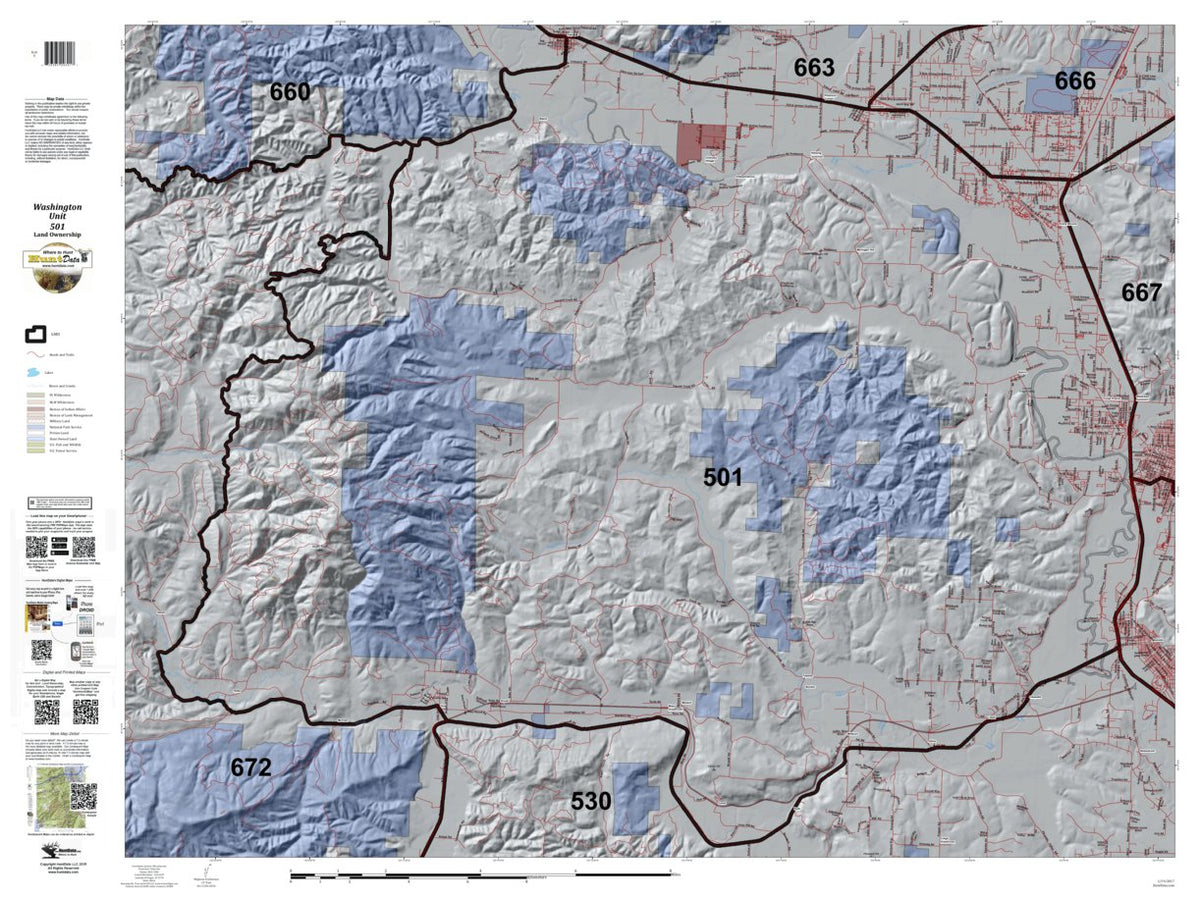 Washington Hunting Unit(s) 501 Landownership Map by HuntData LLC ...