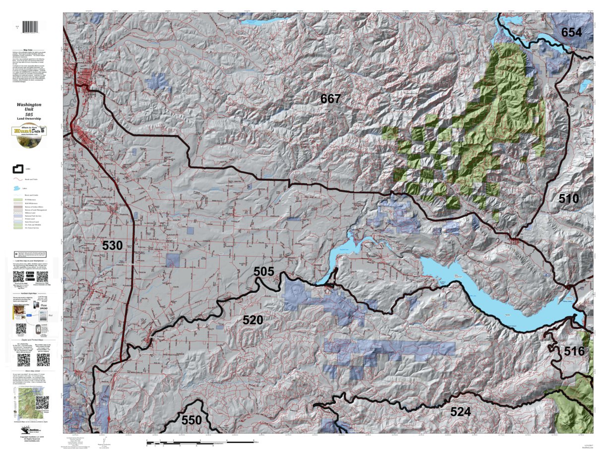 Washington Hunting Unit(s) 505 Landownership Map by HuntData LLC ...