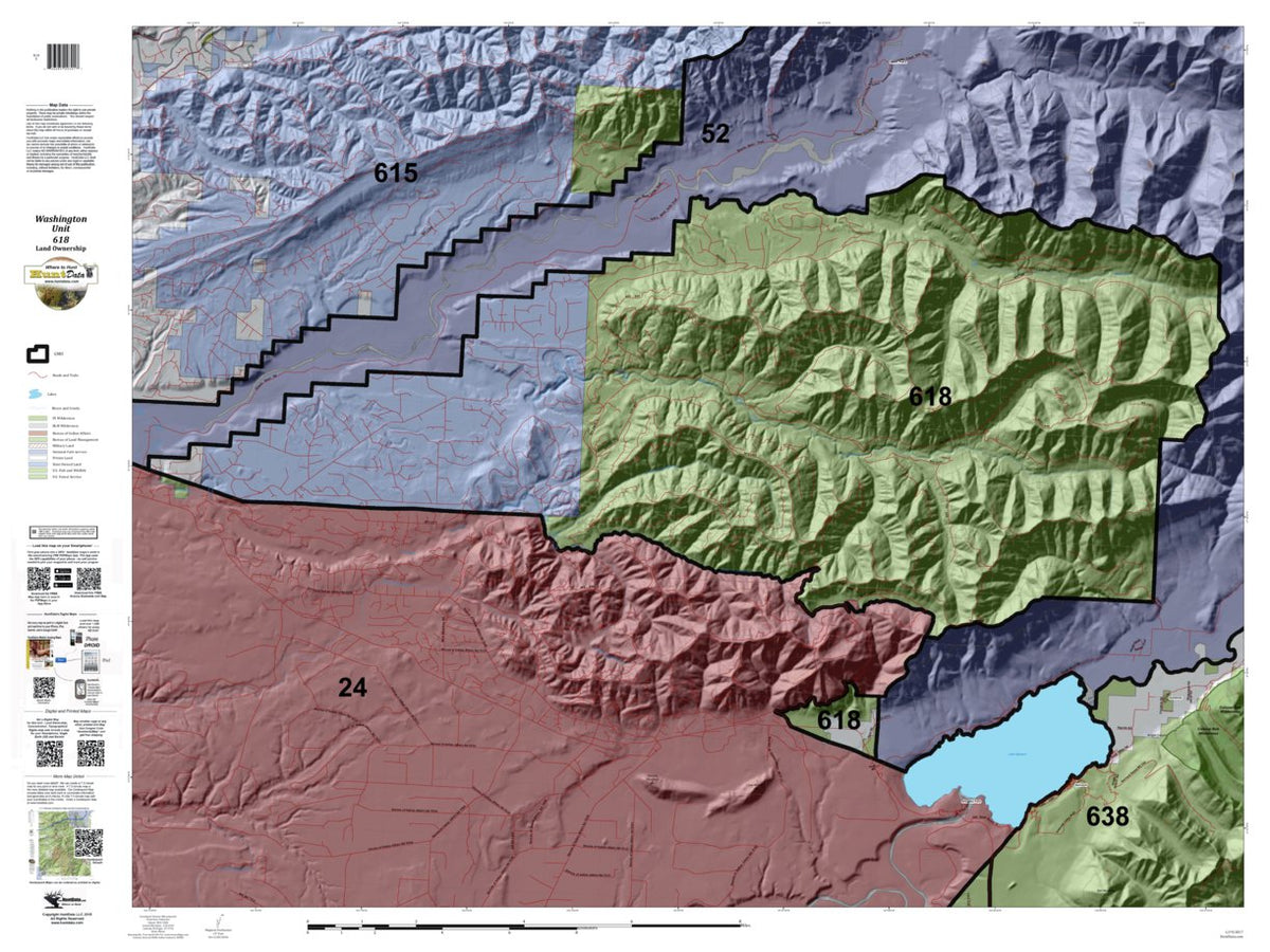 Washington Hunting Unit(s) 618 Landownership Map by HuntData LLC ...