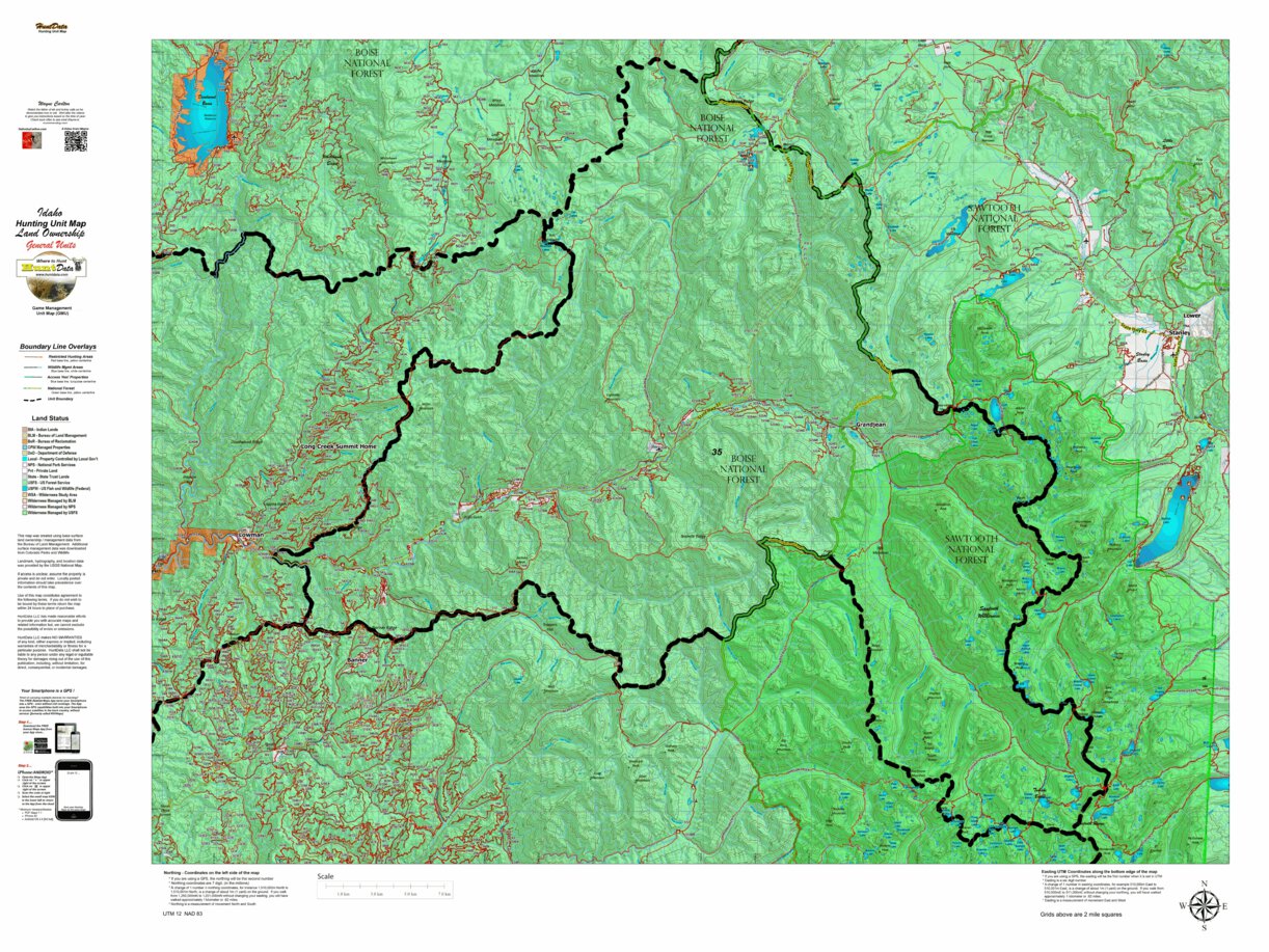 Idaho General Unit 35 Land Ownership Map by Idaho HuntData LLC Avenza Maps