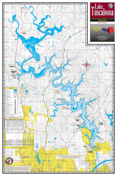 Kingfisher Maps, Inc. Lake Tuscaloosa, AL 111D digital map