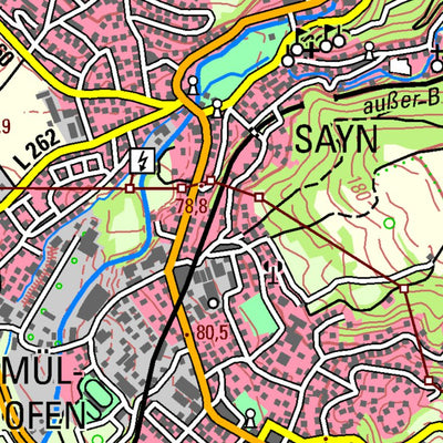 Landesamt für Vermessung und Geobasisinformationen Rheinland-Pfalz Bendorf (1:50,000) digital map