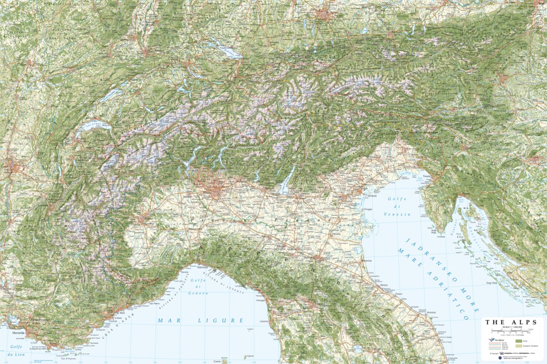 The Alps Map by Litografia Artistica Cartografica | Avenza Maps