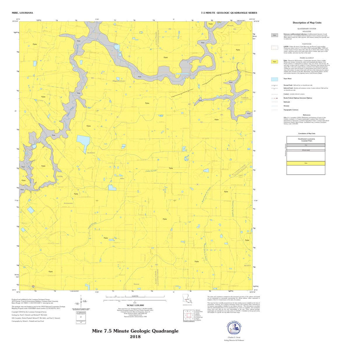 Mire 24k surface geology map by Louisiana Geological Survey (LSU ...