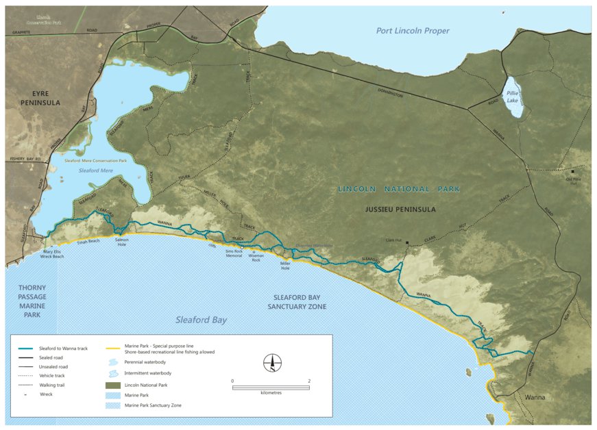 Lincoln National Park Sleaford to Wanna Map by Mapland Department