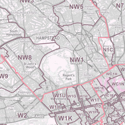 Maps International Postcode District Map: Greater London digital map