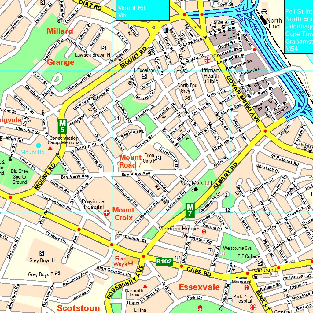 Port Elizabeth StreetMap - Central Map by MapStudio | Avenza Maps