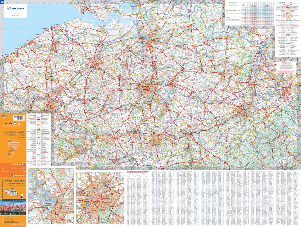 Noord-En Midden-België / Belgique Nord Et Centre Map By Michelin ...