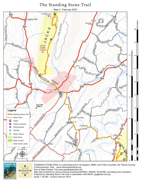 Standing Stone Trail Map 3 by Mid State Trail Association, Inc ...