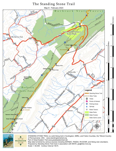 Standing Stone Trail Map 8 by Mid State Trail Association, Inc ...