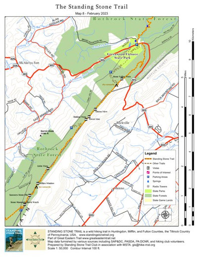 Mid State Trail Association, Inc. Standing Stone Trail Map 8 digital map