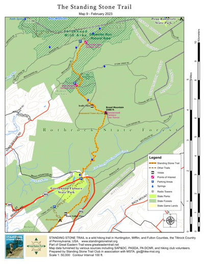 Mid State Trail Association, Inc. Standing Stone Trail Map 9 digital map