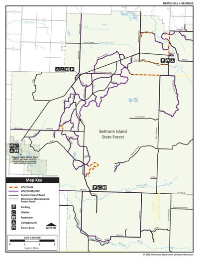 Minnesota Department of Natural Resources Bemis Hill OHV Trails, MNDNR digital map