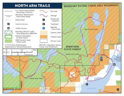 Minnesota Department of Natural Resources North Arm Trails, Burntside State Forest digital map