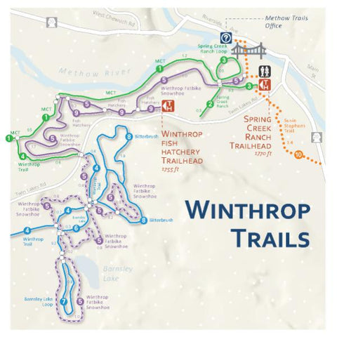 Mountains To Sound GIS llc Winter Trails Inset Map, Winthop Trailhead, Washington digital map