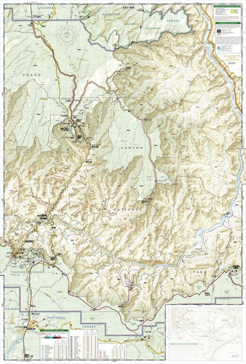 National Geographic 261 Grand Canyon, North and South Rims [Grand Canyon National Park] (east side) digital map