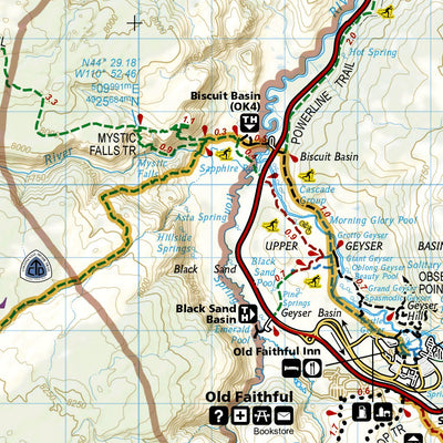 National Geographic 302 Old Faithful: Yellowstone National Park SW (north side) digital map
