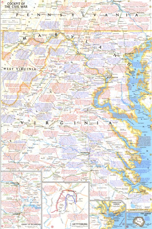 Upstate Battlefields Map Battlefields Of The Civil War 1961 (2nd Part) Map by National ...