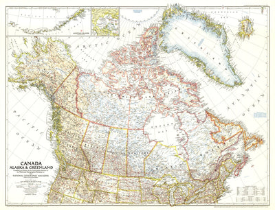 National Geographic Canada, Alaska & Greenland 1947 digital map