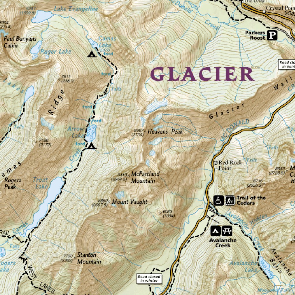 Glacier & Waterton Lakes National Parks Map by National Geographic ...