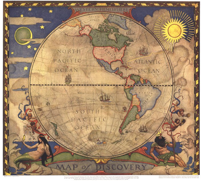 National　Hemisphere　Avenza　of　Geographic　Discovery:　by　Western　Map　Maps