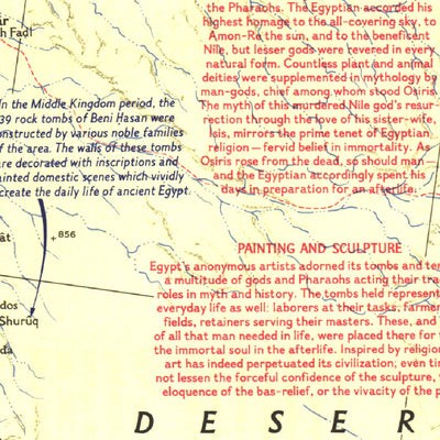 National Geographic Nile Valley, Land Of The Pharaohs North 1965 digital map