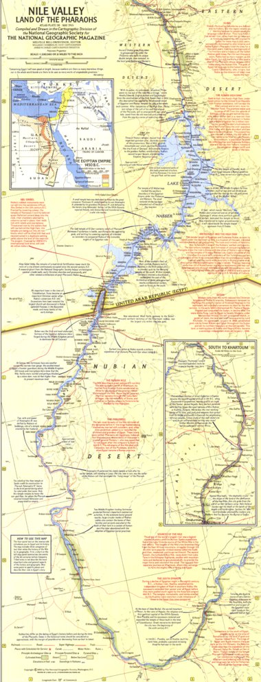 National Geographic Nile Valley, Land Of The Pharaohs South 1965 digital map