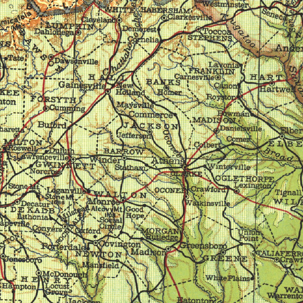 National Geographic's 1926 North Carolina, South Carolina, Georgia & Eastern Tennessee Map