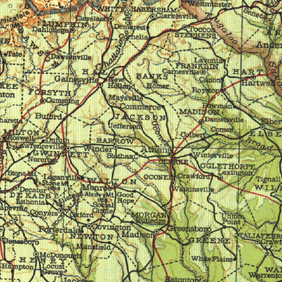 National Geographic North Carolina, South Carolina, Georgia & Eastern Tennessee 1926 digital map