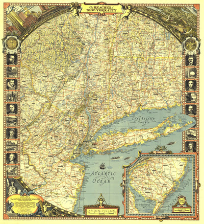 National Geographic Reaches Of New York City 1939 digital map
