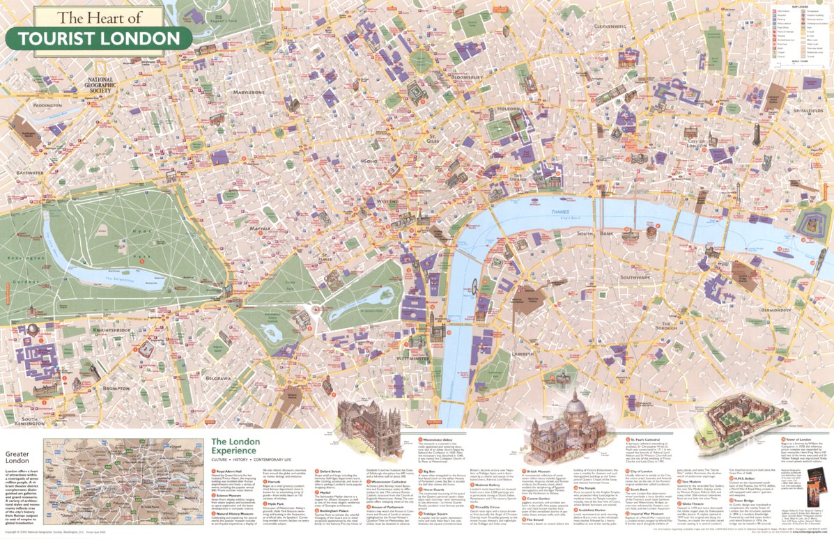 地図・旅行ガイド London MAP The Heart of Tourist London 2000 Map by National Geographic