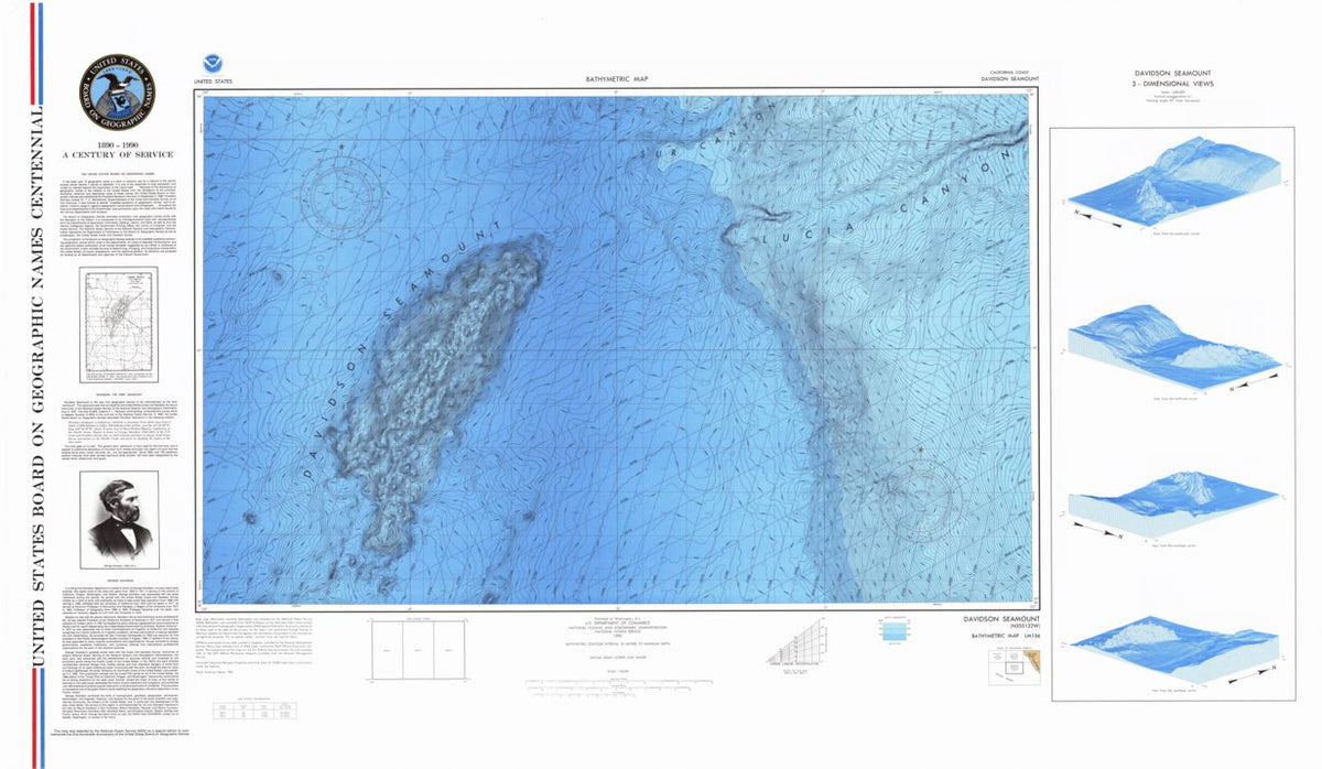 Davidson Seamount (LM-156) Map by National Oceanographic & Atmospheric ...