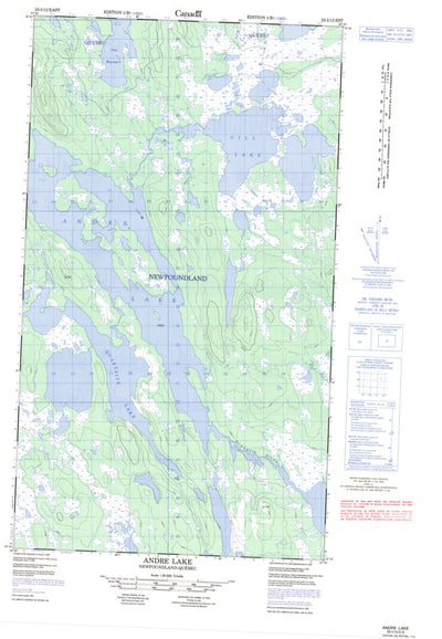 Natural Resources Canada André Lake East, NL (023I12_E CanMatrix) digital map