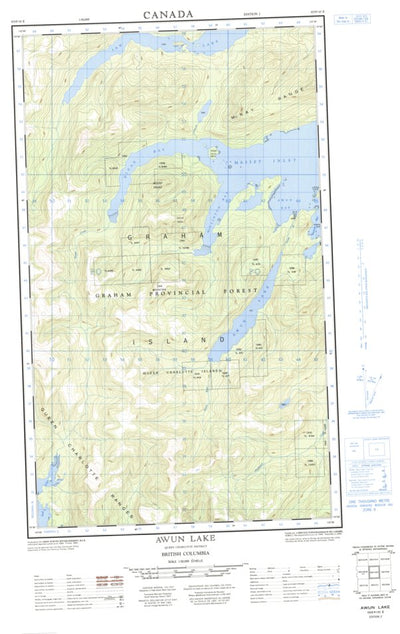 Natural Resources Canada Awun Lake East, BC (103F10_E CanMatrix) digital map