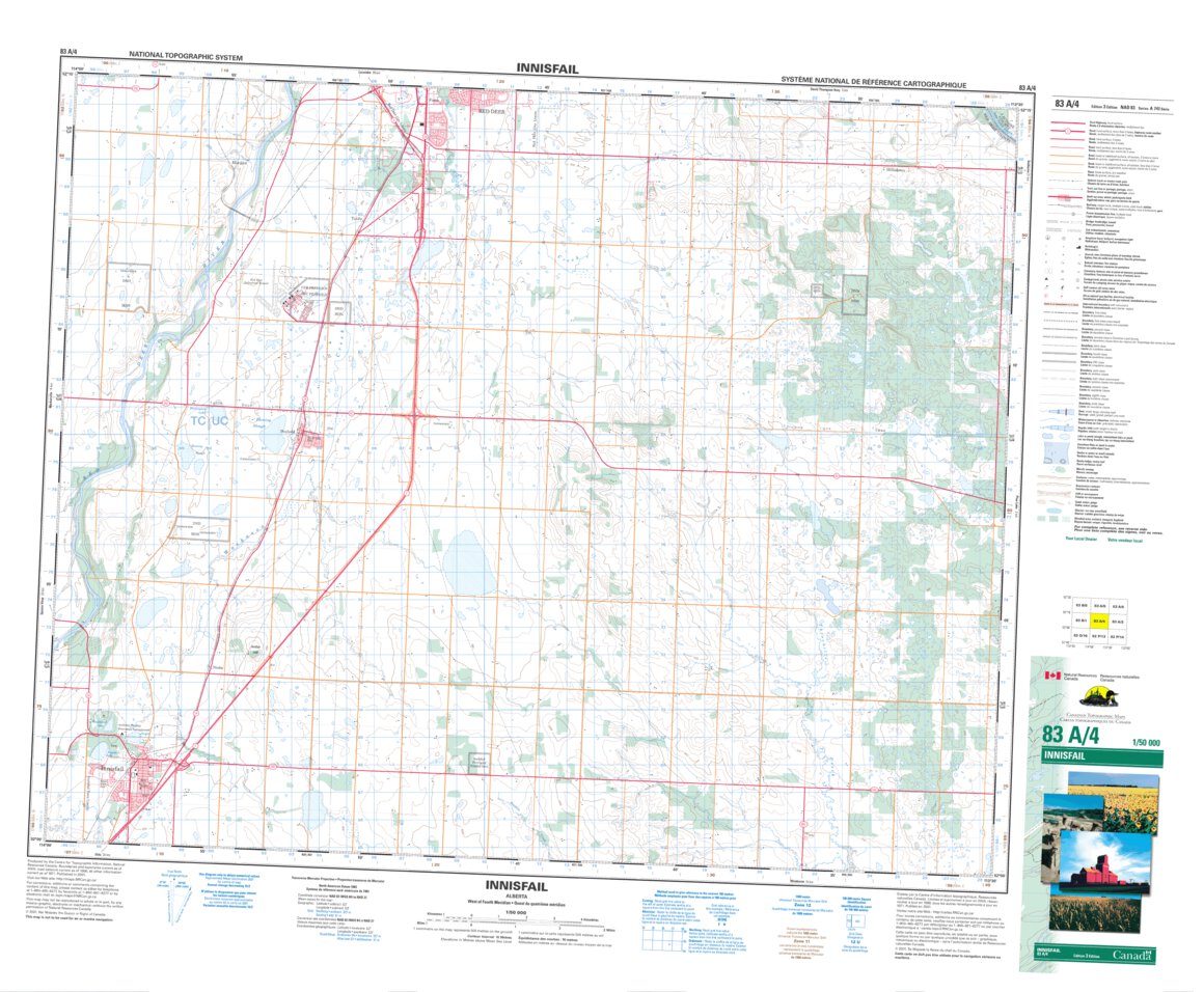 Innisfail, AB (083A04 CanMatrix) Map by Natural Resources Canada ...