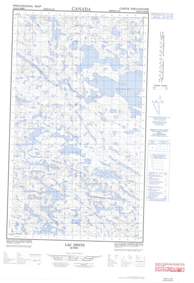 Natural Resources Canada Lac Denys West, QC (033K15_W CanMatrix) digital map