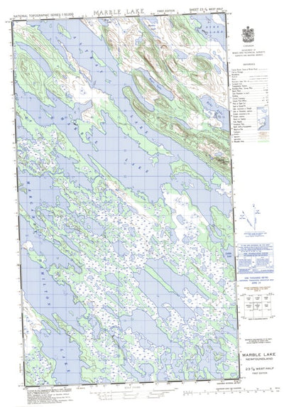 Natural Resources Canada Marble Lake West, NL (023J08_W CanMatrix) digital map