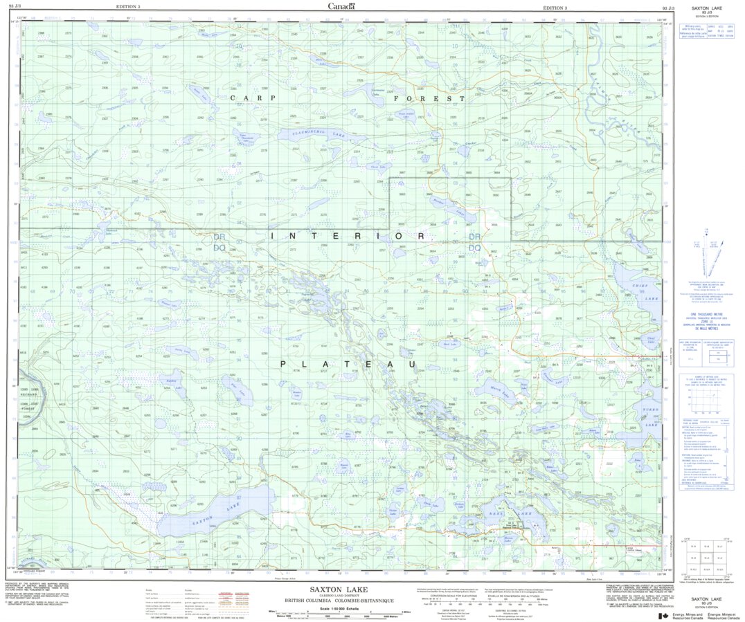 Saxton Lake, BC (093J03 CanMatrix) Map by Natural Resources Canada