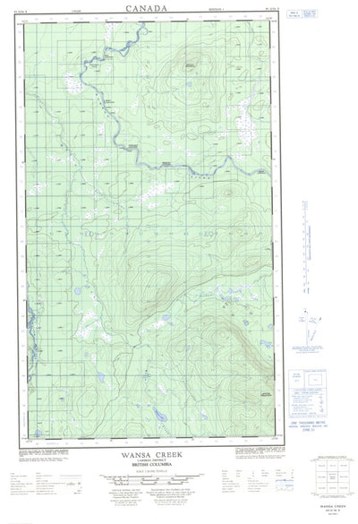 Natural Resources Canada Wansa Creek East, BC (093G16_E CanMatrix) digital map