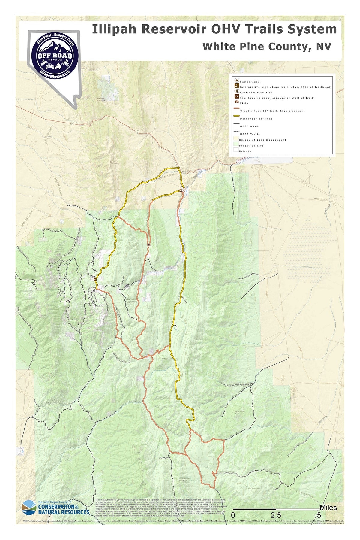 Illipah Reservoir OHV Trails Map by Nevada Department of Conservation ...