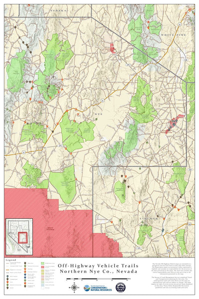 Nevada Department of Conservation and Natural Resources North Eastern Nye County OHV Trails digital map