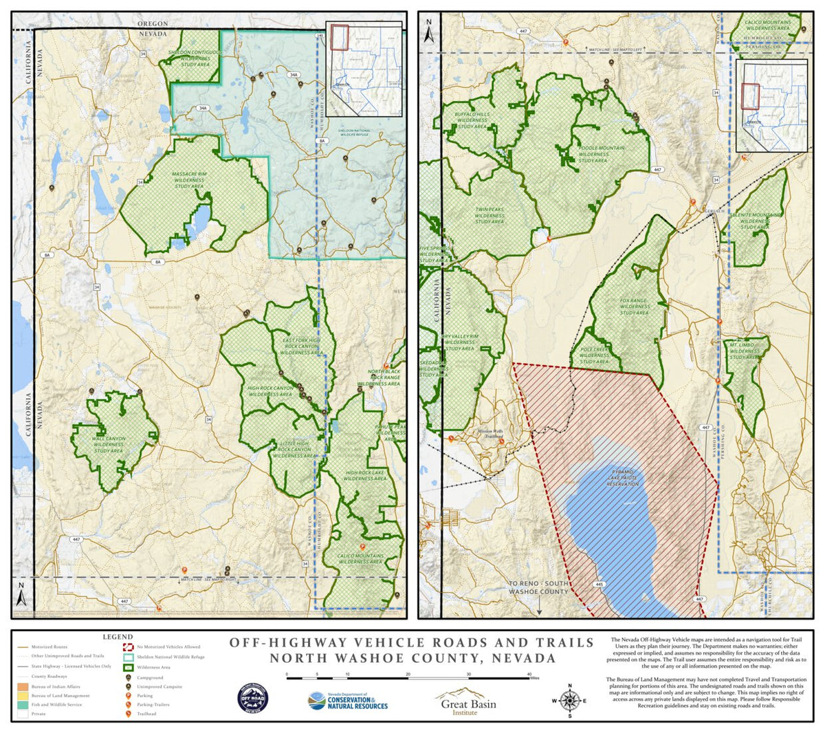 Northern Washoe County OHV Trails Map by Nevada Department of ...