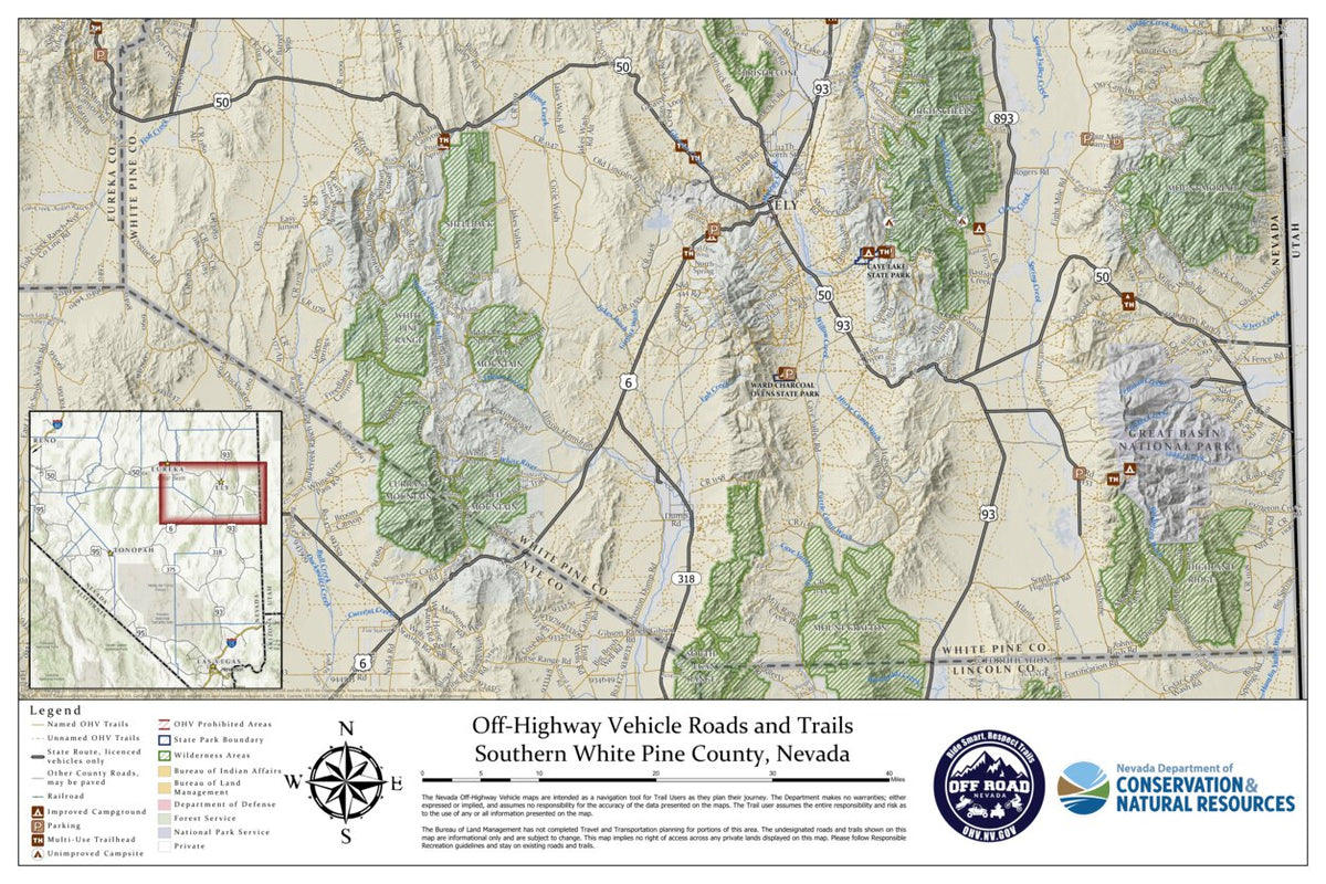 Southern White Pine County OHV Trails Map by Nevada Department of ...