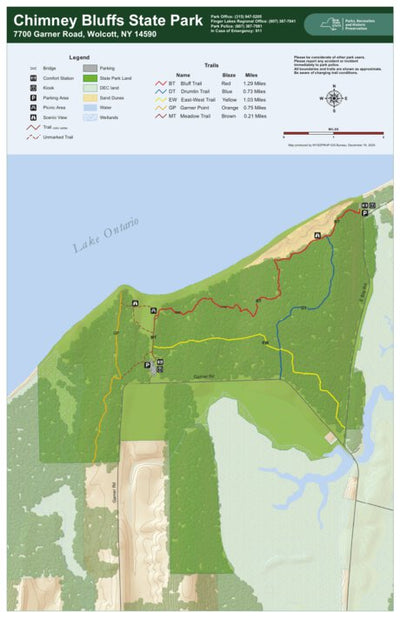 New York State Parks Chimney Bluffs State Park Trail Map digital map