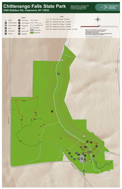 New York State Parks Chittenango Falls State Park Trail Map digital map