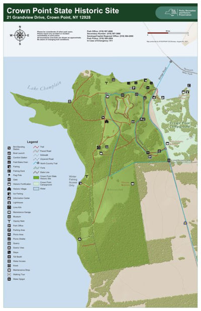 New York State Parks Crown Point State Historic Site Trail Map digital map