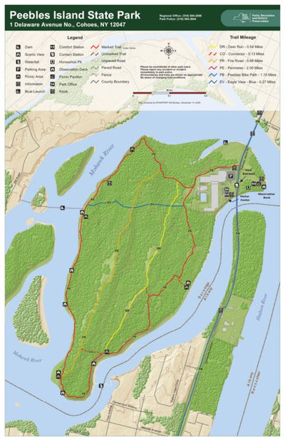 New York State Parks Peebles Island State Park Trail Map digital map
